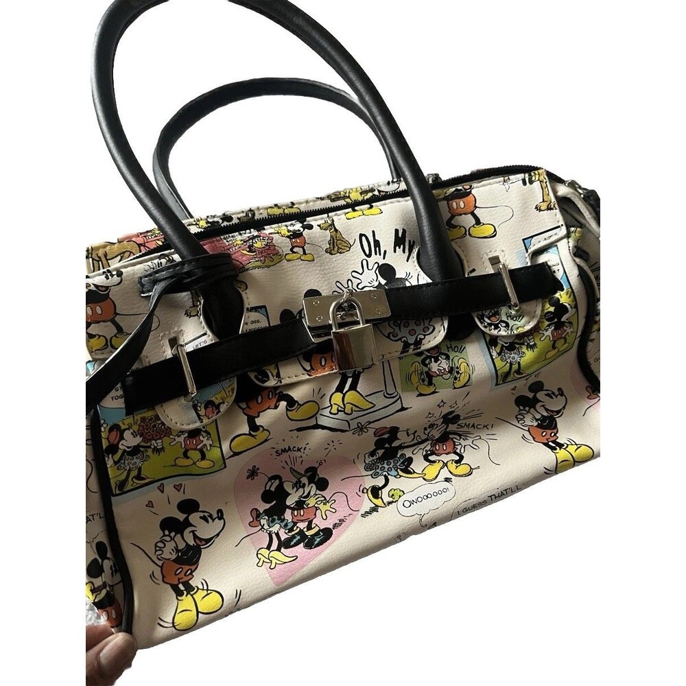 Vintage Disney Minnie & Mickey Mouse Lock & Key Cartoon Satchel  Crossbody Purse
